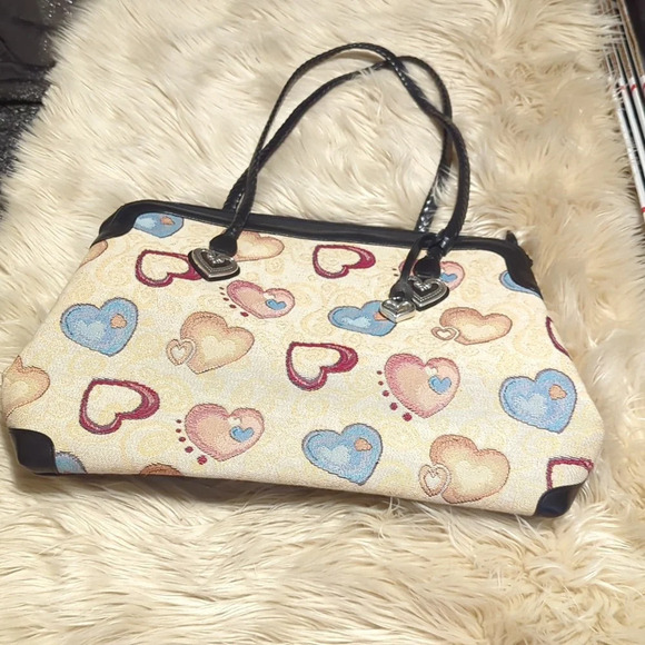 Brighton Alyssa Hearts collection Large tapestry bag purse tote